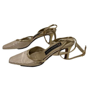 Roberto Capucci gold/white  high heel ankle slingback 8 1/2 B